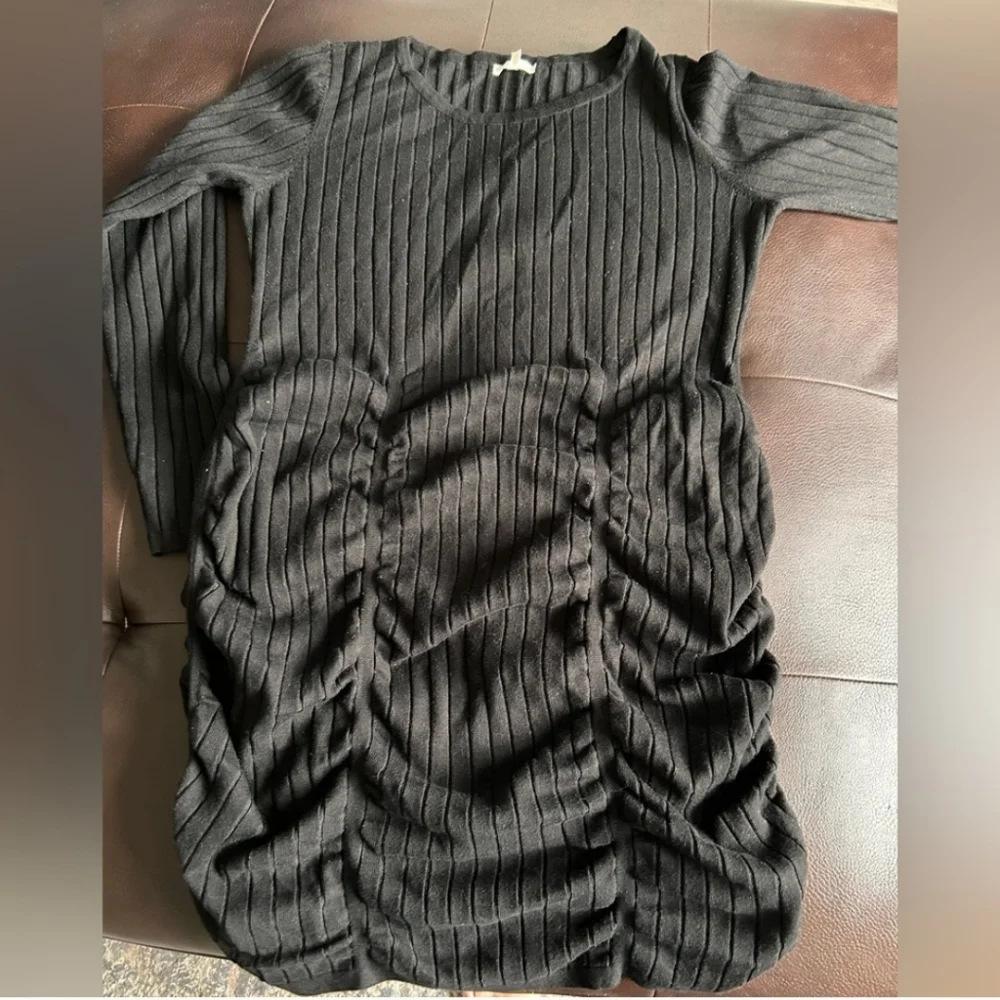 Maurices | Black Long Sleeve Cinched Mini Sweater Dress - Picture 3 of 5